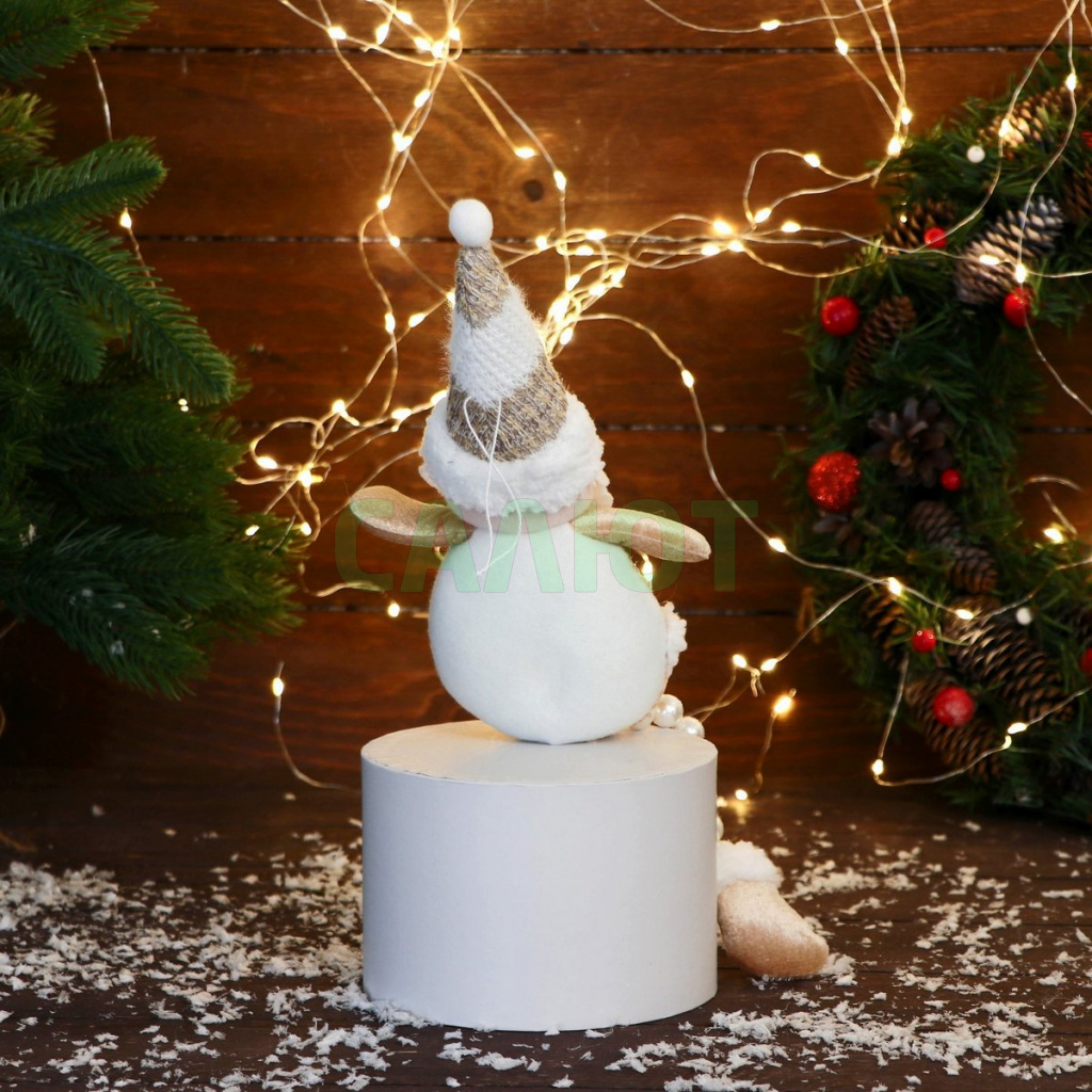 Мягкая игрушка "Дед Мороз в полосатом колпаке" 10х32 см,(9692568)